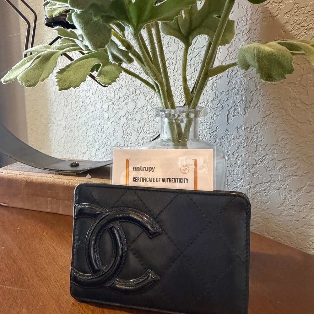 CHANEL Black Quilted Cambon Card Case